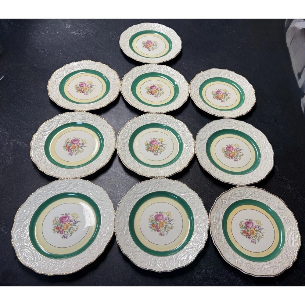 Vintage Steubenville Adam Antique 8" Salad Dessert Plates Set of 10 Floral